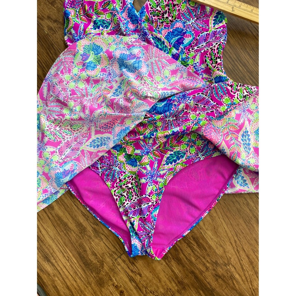 Stella‎ Parker Swimdress Womens Large Pink Floral Tropical Crossback One Piece - Picture 4 of 10